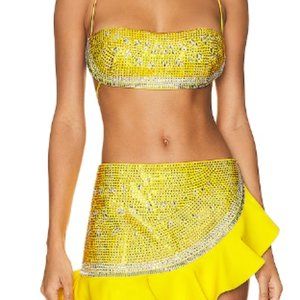 AREA yellow jewel skirt and top set XS